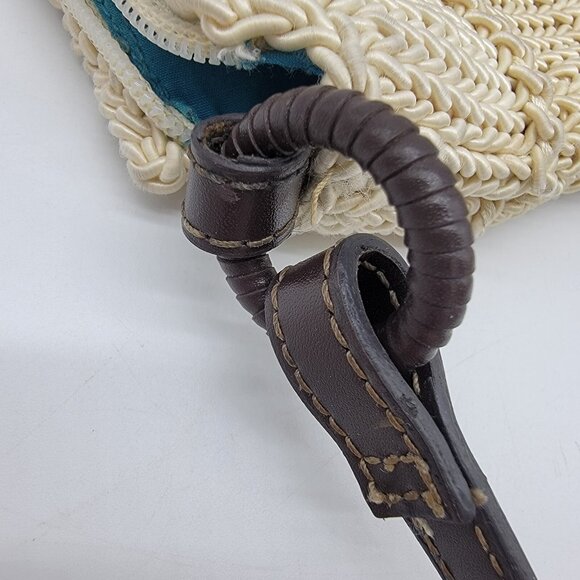 Liz Claiborne Multicolor Tan Cream‎ Crossbody Shoulder Purse Knitted  EUC - Picture 5 of 8